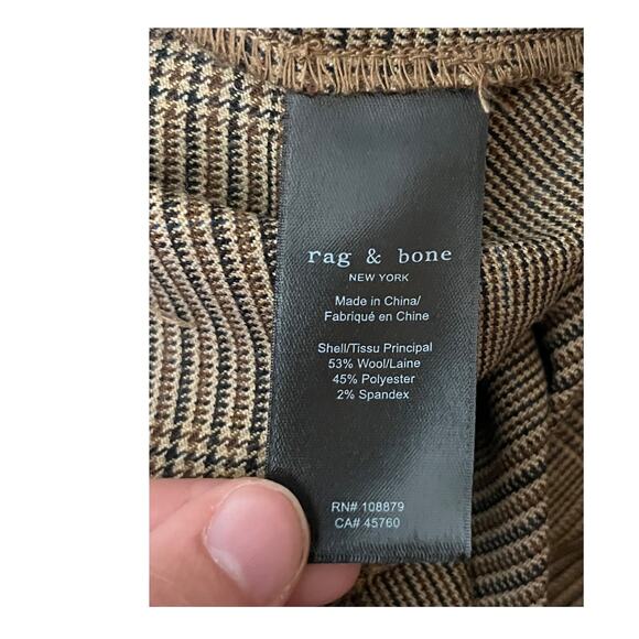 Rag & Bone pants Rebecca Glen plaid wool brown size 8 - Picture 7 of 8
